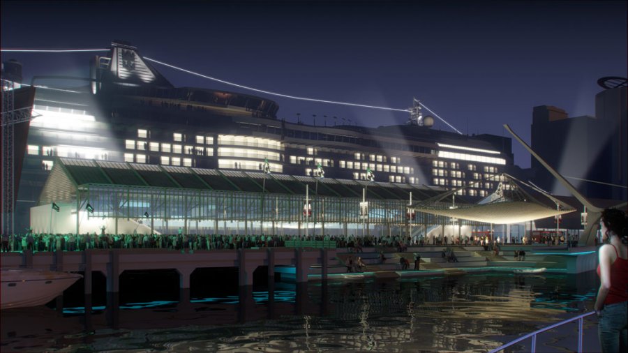 Queens Wharf Competition_Render_West_Night